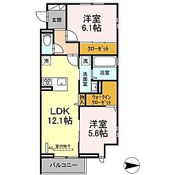シエルクレール 2LDKの間取図画像