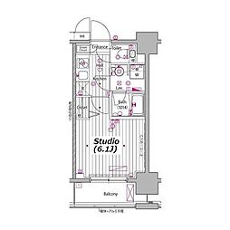 ガーラ・プレシャス川崎 1Kの間取図画像