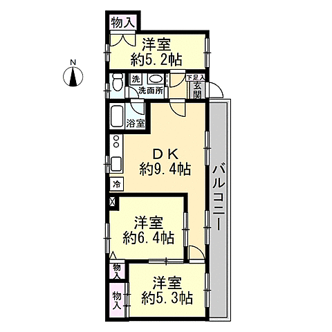 エメラルドマンション矢賀II(3DK) 4階/　　　の間取り