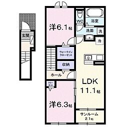 ホップIV 2階2LDKの間取り