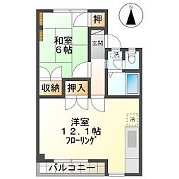 レジデンス東山 2階1LDKの間取り