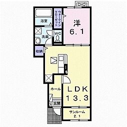 ドリームコート御代田B 1LDKの間取図画像