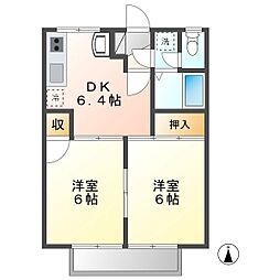 ピオニコーポB 2DKの間取図画像