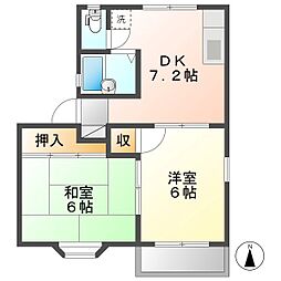 プリシア和田 2DKの間取図画像