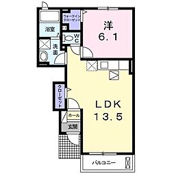 ラ・カーサ・フェリーチェB 1LDKの間取図画像