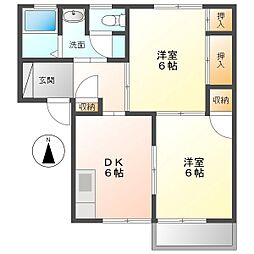 フレグランス中央 2DKの間取図画像