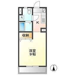 T'sタウンB 1Kの間取図画像