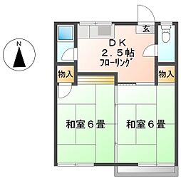 フォーブル三石 2DKの間取図画像