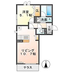 トリシア佐久平 花 1LDKの間取図画像