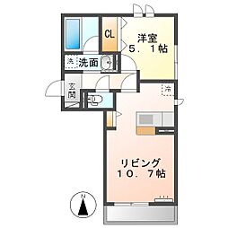 トリシア佐久平 花 1LDKの間取図画像