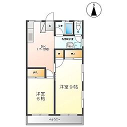 ひばりヶ丘ハイツ 2DKの間取図画像