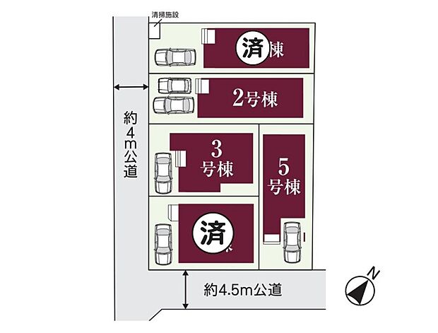 【間取り図】川口市鳩ヶ谷本町4丁目?期 新築分譲住宅-全5棟-