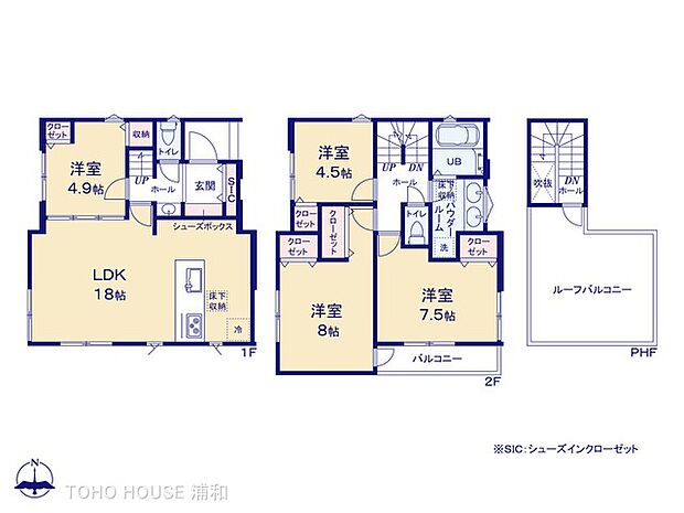 2号棟【間取り図】価格4980万円、4LDK、土地面積91.59m2、建物面積101.24m2