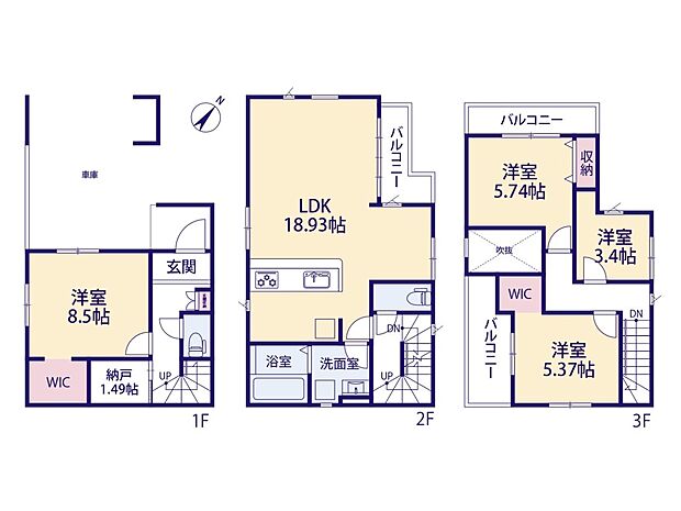 1号棟【間取図】4LDK LDK18帖以上