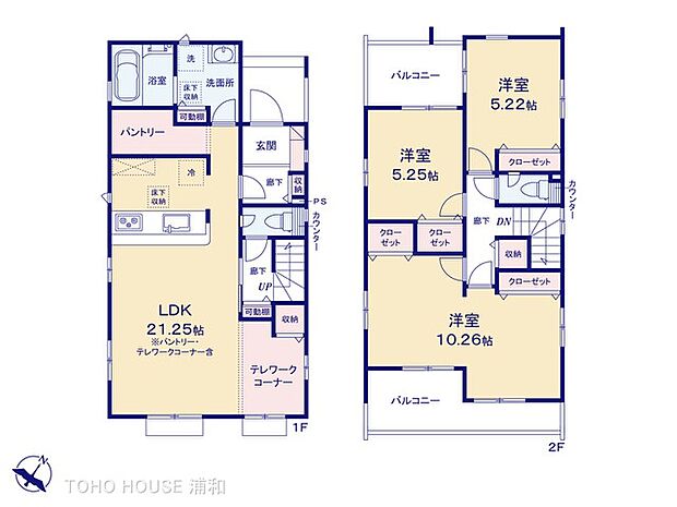 3号棟【間取り】3LDK、土地面積161.05m2、建物面積100.54m2