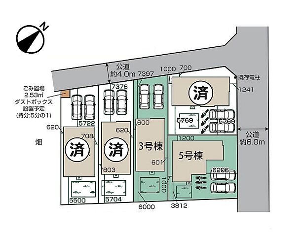 【区画図】前面道路4ｍ公道