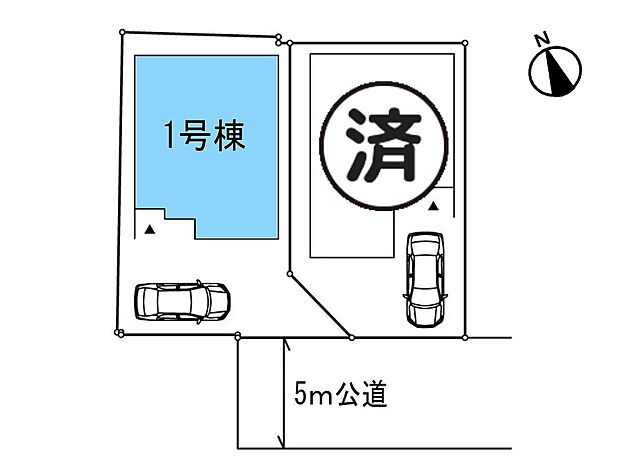 1号棟【区画図】交通量が無いため、ゆっくり駐車が出来ます。
