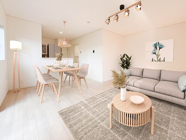 【リビング】※CG加工 インテリアショップで見掛けた「あの家具」も置ける、ゆったりとした空間。時に広さが上質な寛ぎの時間になる事も。