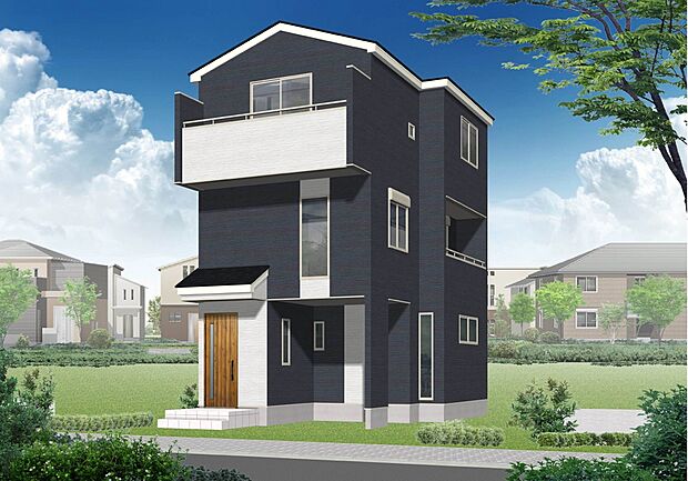 1号棟【完成予想図】完成予想図です。建築中は、現地のご見学に加えて近隣の完成物件をご覧いただき、イメージを掴んでいただけるようご案内いたします。