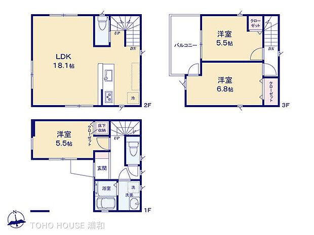 土地面積:52.82m2(15.97坪) 建物面積:94.32m2(28.53坪)※車庫部分7.64m2含