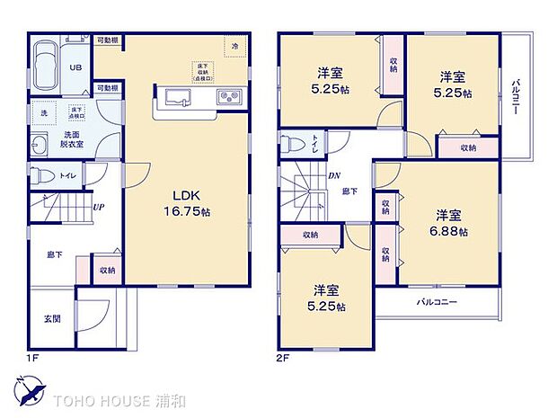 1号棟【間取り図】LDK16.75帖、カウンターキッチン