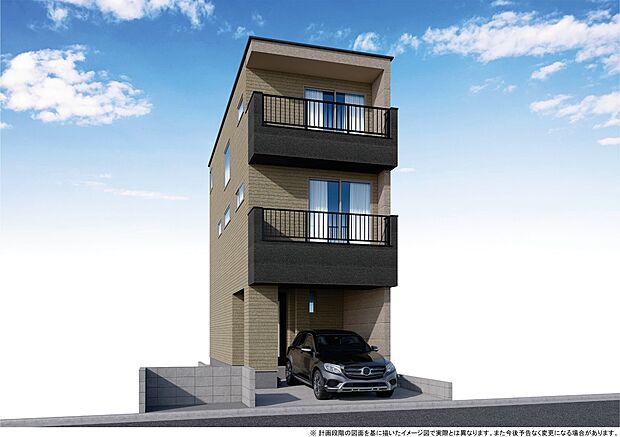 【外観 パース図】モデル棟のご案内も可能です。ぜひ、現地と近隣の施工例を御見学ください。