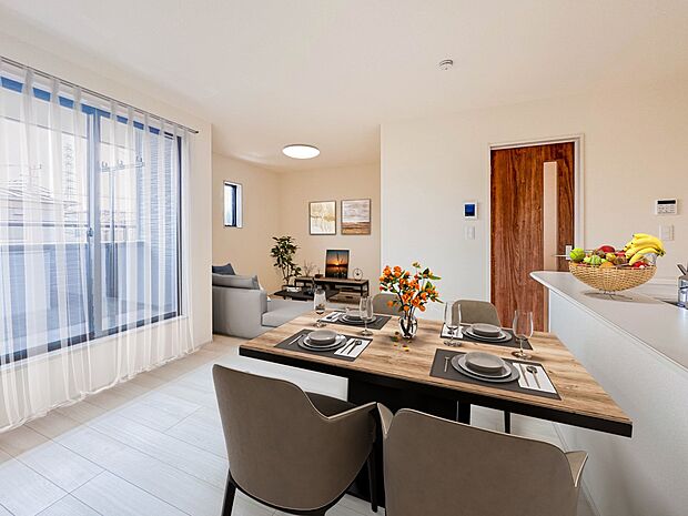 【LDK15.5帖】インテリアショップで見掛けた「あの家具」も置ける、ゆったりとした空間。時に広さが上質な寛ぎの時間になる事も。家具はCGで実際にはつきません。