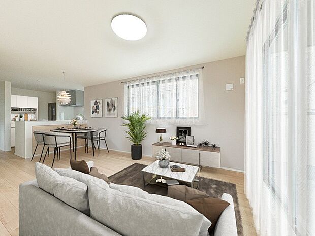 【LDK16.5帖+ワイドバルコニー】流行に左右されず、将来にわたって価値が継続する「上質」な佇まい。※物件写真に、CGによる画像処理(家具等の配置)がされています。