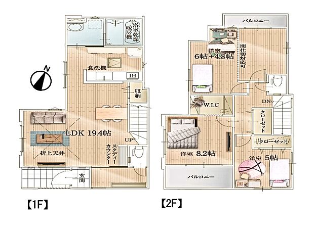 3LDK、土地面積100.1m2、建物面積99.69m2 LDK19.4帖