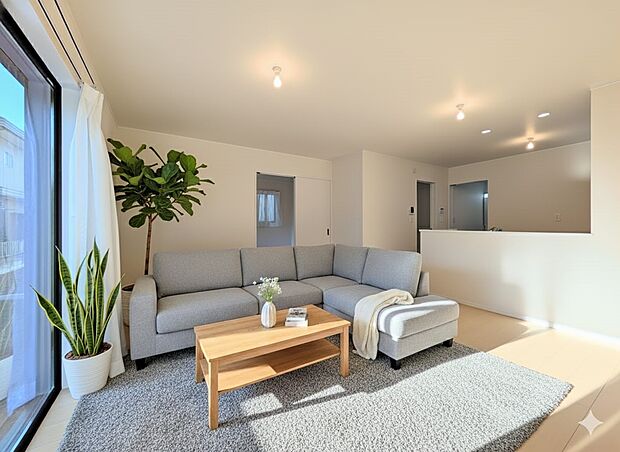 【リビングダイニング】リビングにいるお子様と会話をしながら家事ができるカウンターキッチン。いま手があいているか、忙しそうなのか相手の様子を伺いながらコミュニケーションをとる訓練にもなります。…