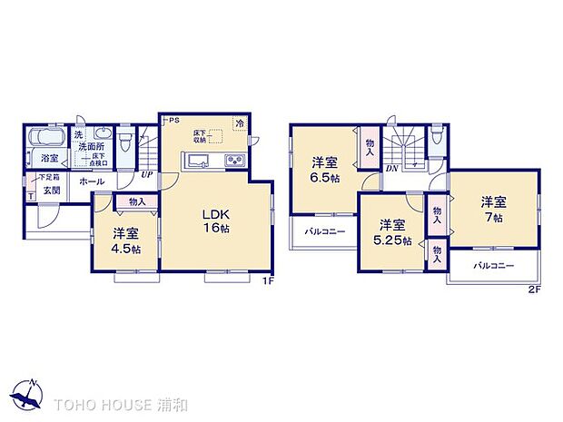 【B号棟 間取り図】4LDK+カースペース2台可