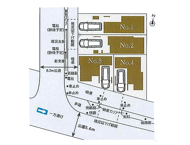 道路幅：8.2ｍ・65.8ｍ、協定部分含