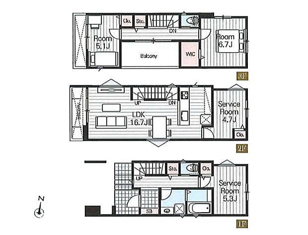 ・土地/68.33m2(20.66坪) ・建物/112.07m2(33.90坪) ・車庫部分7.30m2