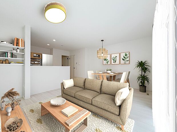 【リビング】こちらの写真はＣＧで家具を設置しております。ＣＧ加工をしておりますので実際の室内状況と相違があり、家具、家電などは取引対象に含まれません。