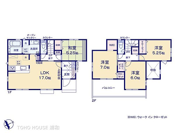 1号棟（間取り図）土地面積208.19m2、建物面積100.4m2
