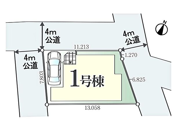 【区画図】公道3方位の解放感ある整形地・東南側隣地に空間のある採光も豊かな敷地