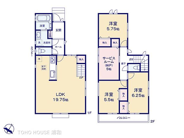 【C号棟 間取り図】3LDK+S LDK19.75帖