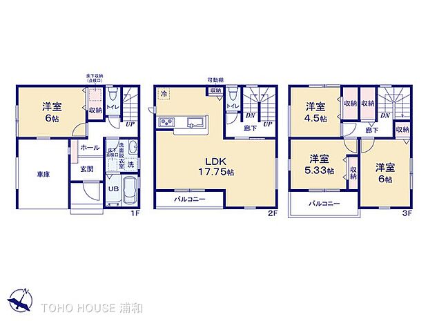 【2号棟】土地面:66.40m2/建物面積:114.61m2