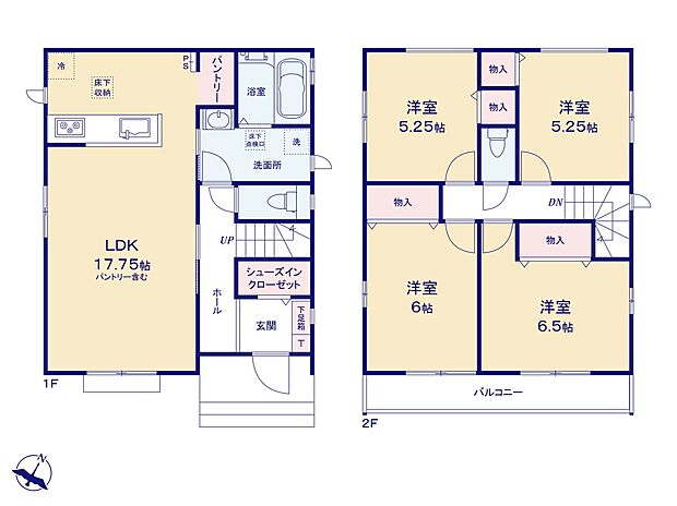 D号棟【間取り】LDK17.7帖/洋室6.5/洋室6/洋室5.2/洋室5.2