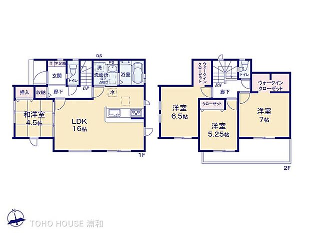 1号棟【間取り図】間取り: 4LDK+WIC×2（収納豊富なウォークインクローゼット2ヵ所 ）  土地面積: 106.15m2 (32.11坪)  ？建物面積: 96.88m2 (29.30…