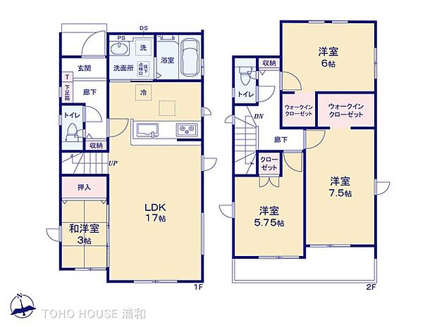 3号棟【間取り図】4LDK+WIC×2 /土地面積: 113.01m2 (34.18坪)　/　建物面積:96.88m2 (29.30坪)