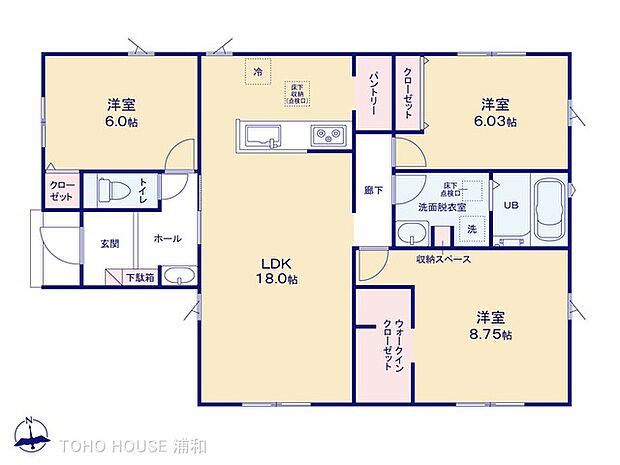 1号棟[間取り図]図面と異なる場合は現況を優先　土地面積182．68m2　建物面積89.02m2