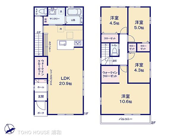 3号棟【間取り】土地面積122.97m2　建物面積107.96m2
