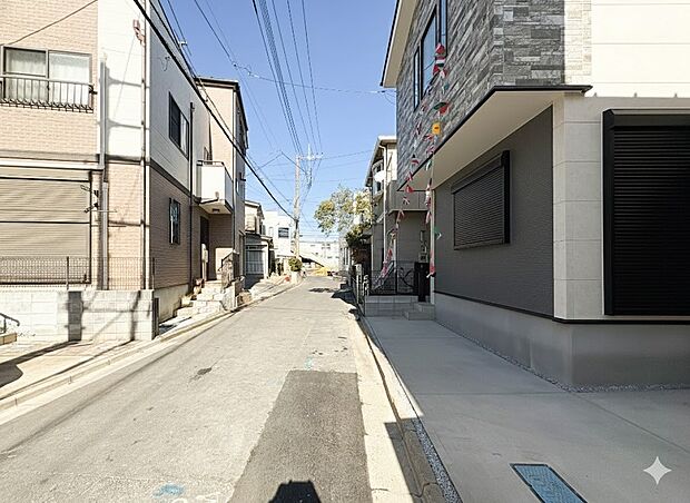 【前面道路】前面道路広々。駐車の苦手な方も楽々お停めいただけます*CG加工により晴天にしています。