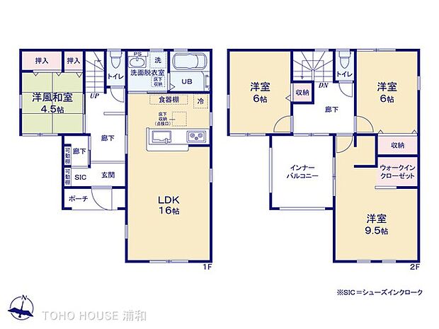 【間取り※6号棟】全棟リビング併設の和室があり、家事同線にもこだわった優れた間取りです。