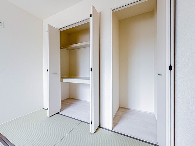 【収納】各部屋を最大限に広く使って頂ける様、全居住スペースに収納付。プライベートルームはゆったりと快適に。