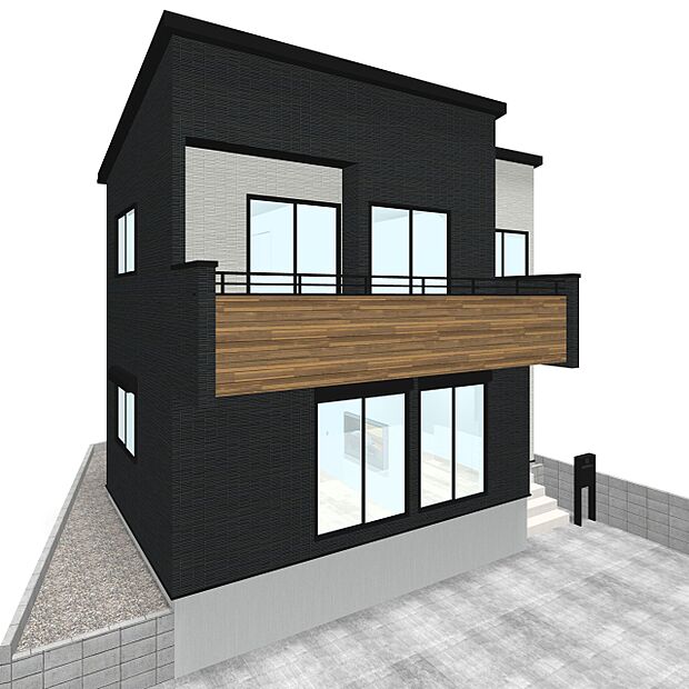 【-完成予想パース-】  堂々たるファザード。優美に佇む外観。暮らす家族と来訪者の目をの楽しませる演出。