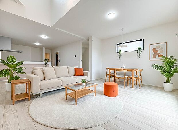 【LDK19.3帖】インテリアショップで見掛けた「あの家具」も置ける、ゆったりとした空間。時に広さが上質な寛ぎの時間になる事も。 ※CG加工で家具を配置しております。