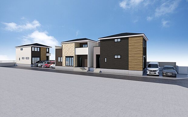 【完成予想図】完成予想図です。建築中は、現地のご見学に加えて近隣の完成物件をご覧いただき、イメージを掴んでいただけるようご案内いたします。