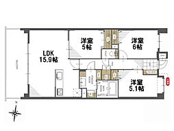 ビクトリアアネーロ大宮 3LDKの間取図画像